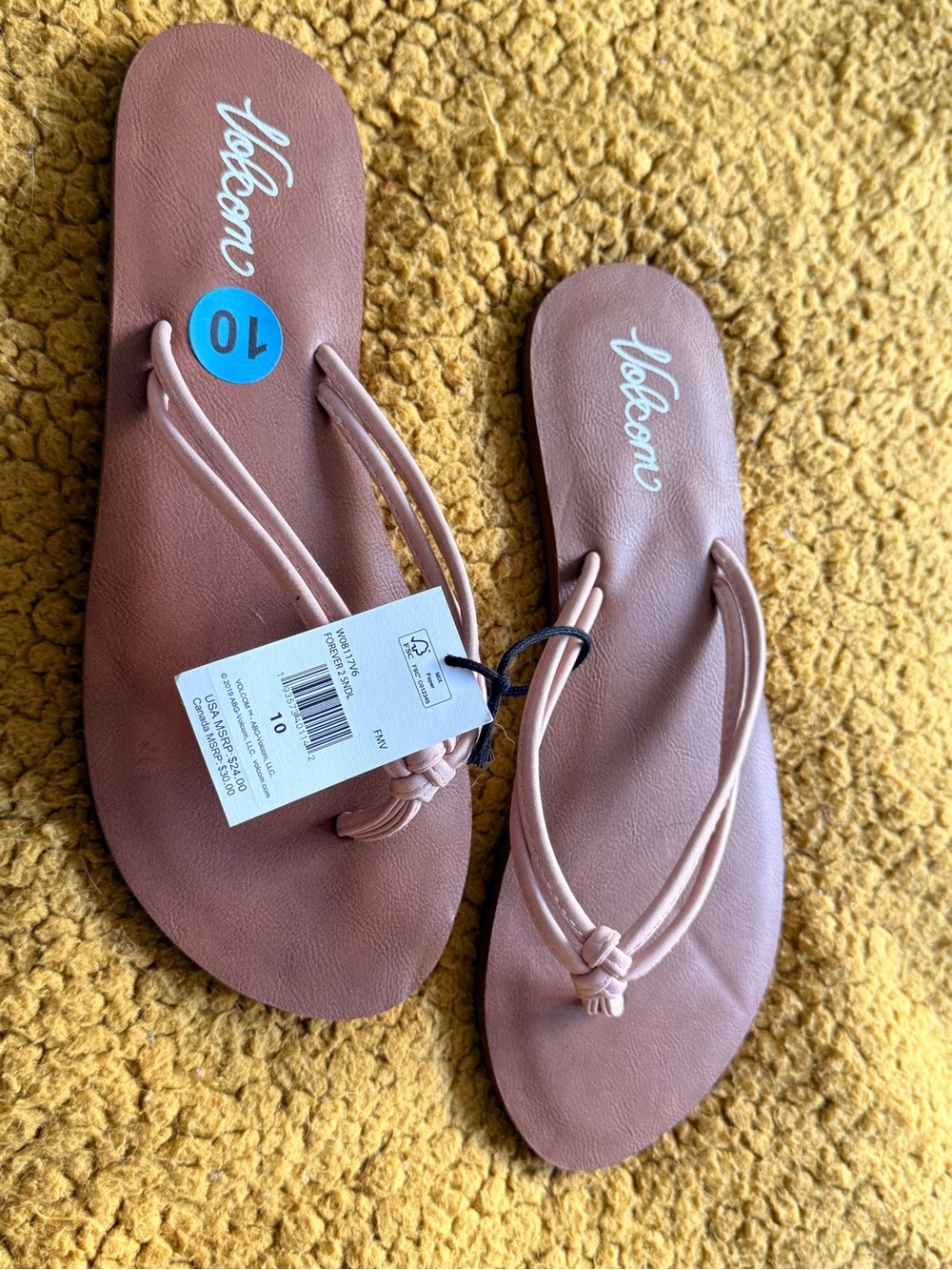 Volcom Women's Pink Knot-Detail Flip Flop Sandals